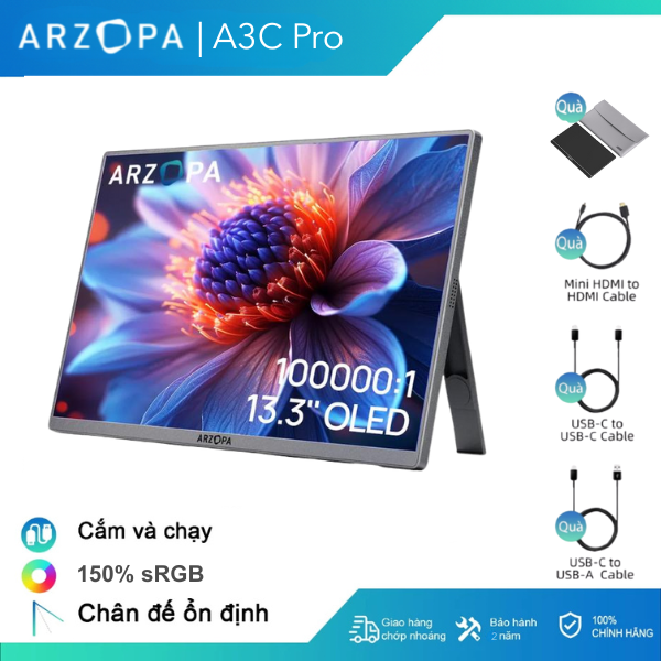 Hình ảnh 1 của Màn hình di động ARZOPA A3C Pro OLED 13.3 inch (A3C - Black - Mới, Full box, Chính hãng)