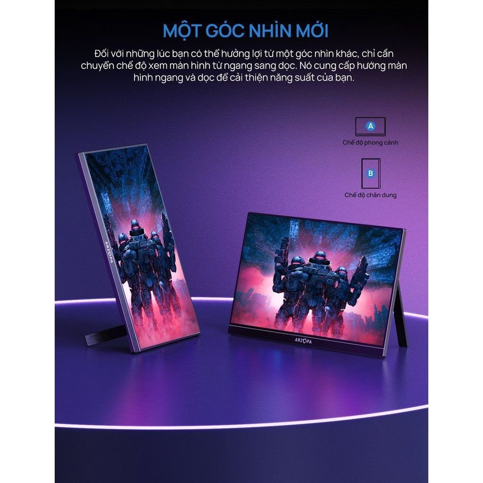 Hình ảnh 3 của Màn hình di động ARZOPA Z1FC 16.1 inch 144Hz (Z1FC - Black - Mới, Full box, Chính hãng)