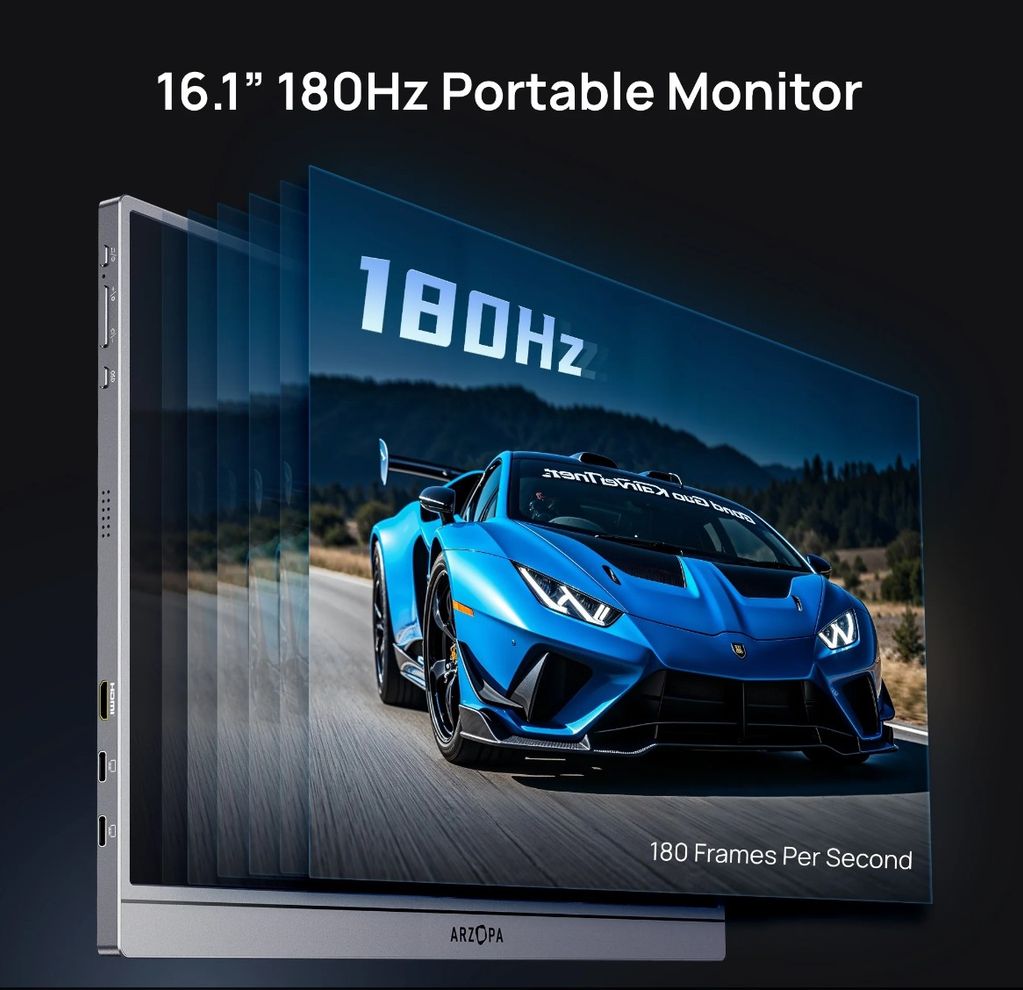 Hình ảnh 4 của Màn hình di động ARZOPA Z3FC 16.1" IPS 180Hz 2.5K (Z3FC - Black - Mới, Full box, Chính hãng)