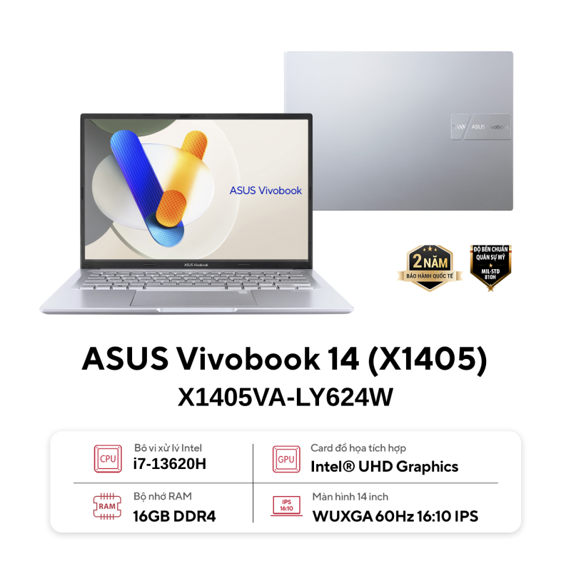 Hình ảnh 1 của Asus Vivobook 14 X1405VA-LY624W - i7 13620H, 16GB, 512GB, WUXGA