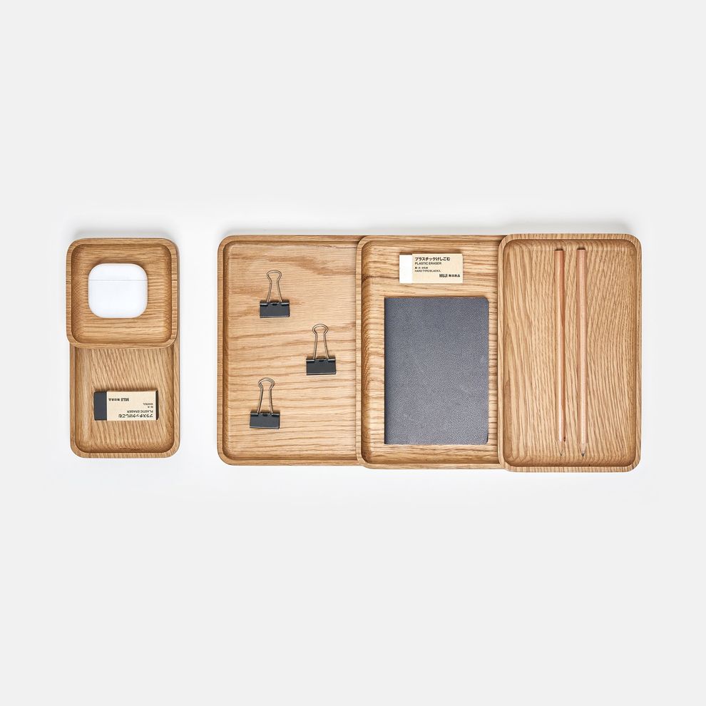 Hình ảnh 4 của Khay để bàn PolyNeat (Vát) - By NiceDesign (36x20x2cm - Vàng gỗ tự nhiên - Mới, Full box, Chính hãng) (NDTR24PLNE01)