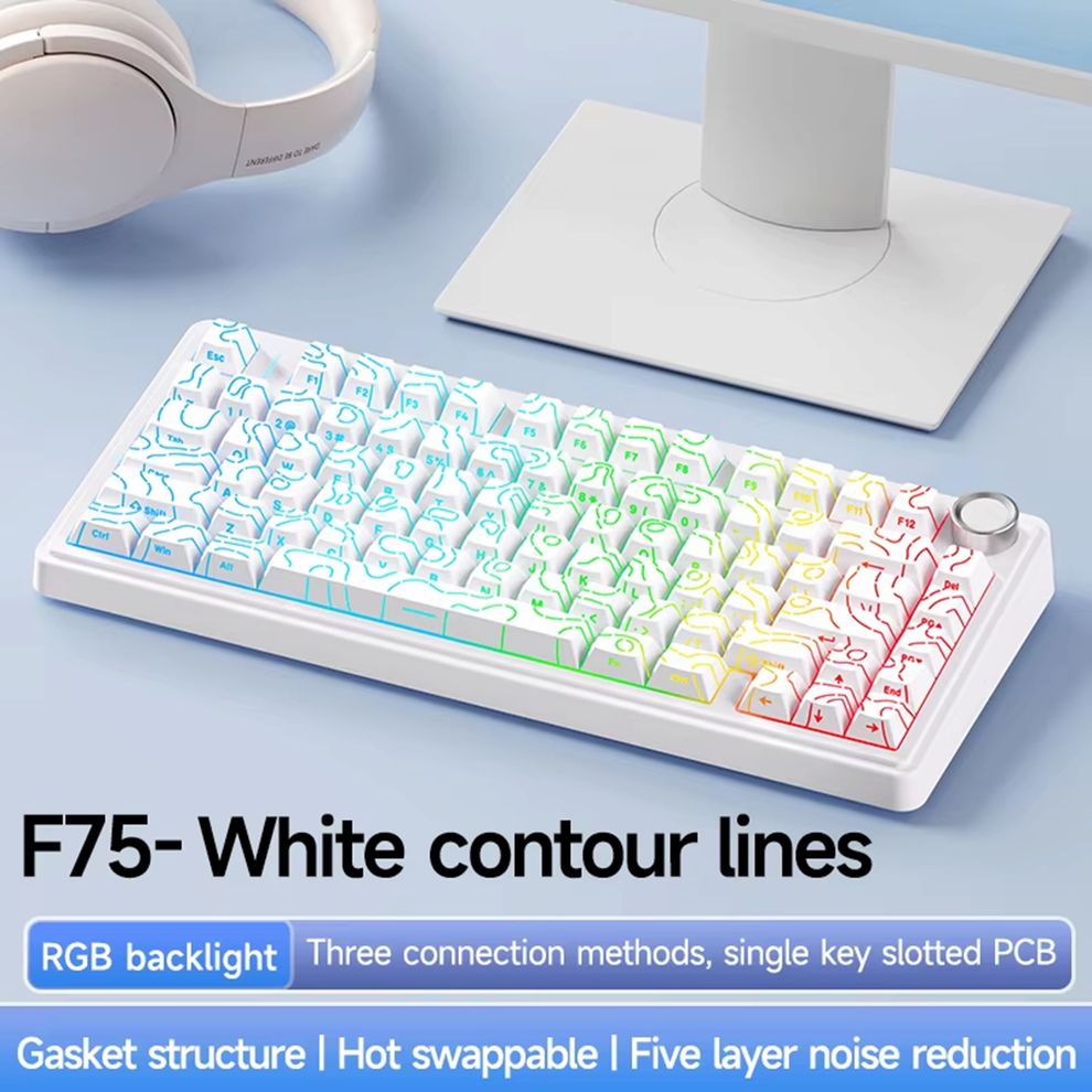 Hình ảnh 1 của Bàn Phím Cơ AULA F75 (LEOBOG Star Vector Axis Switch - Contour White - Mới, Full box, Nhập khẩu)
