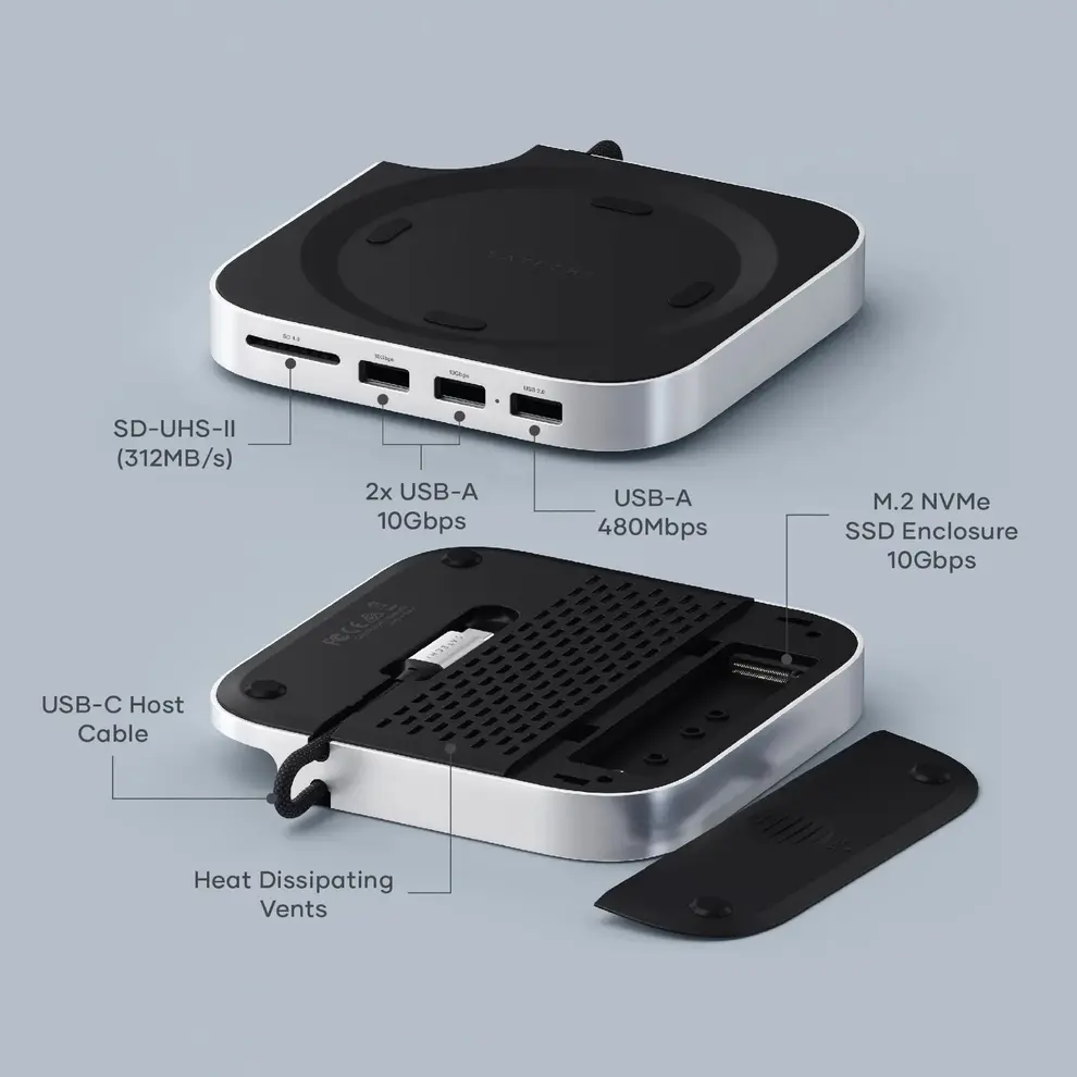 Hình ảnh 3 của Dock mở rộng cổng và SSD NVMe cho mac mini M4 Satechi (Sliver - Mới, Full box, Chính hãng)