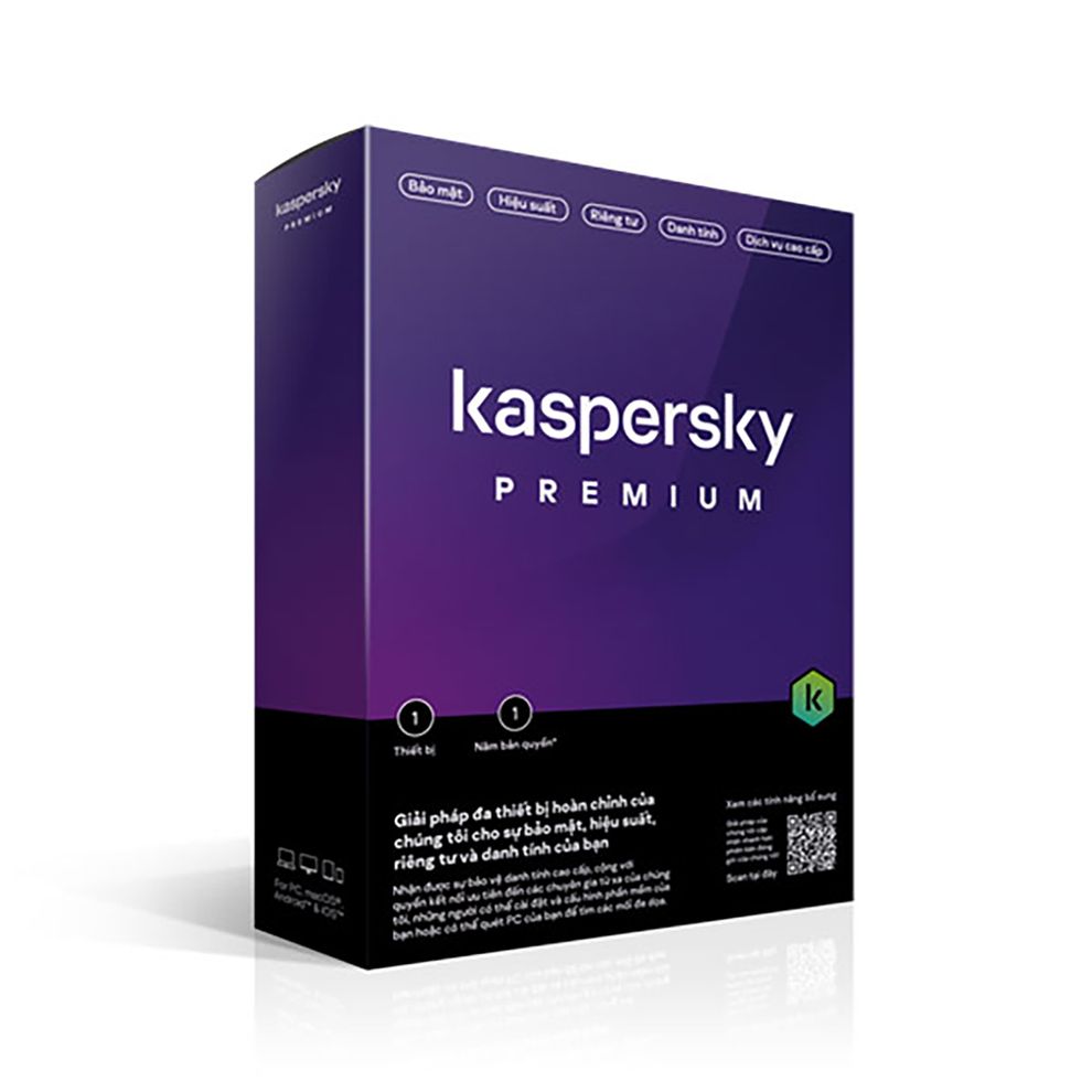 Hình ảnh 1 của Phần mềm Diệt Virus Kaspersky Premium (1 thiết bị/ 12 tháng) (Purple - Mới, Full box, Chính hãng)