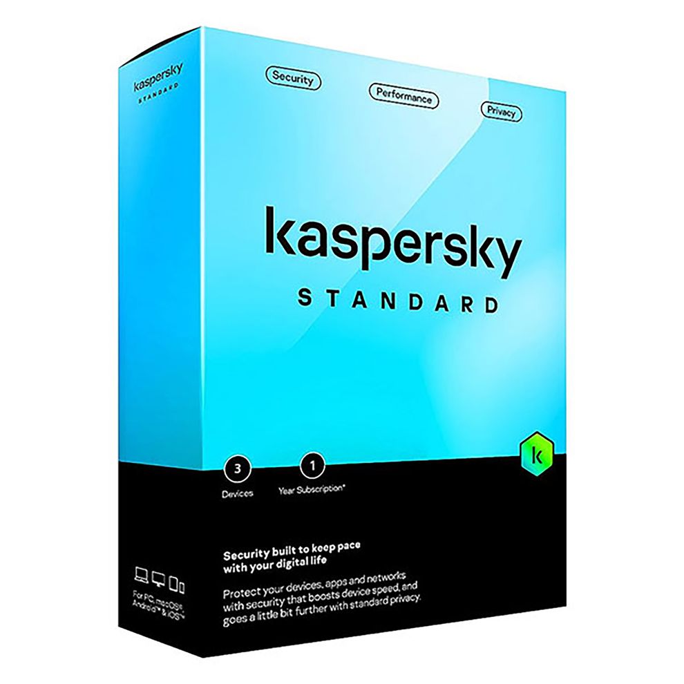 Hình ảnh 1 của Phần mềm Diệt Virus Kaspersky Standard 3U (3 thiết bị/ 12 tháng) (Black - Mới, Full box, Chính hãng)