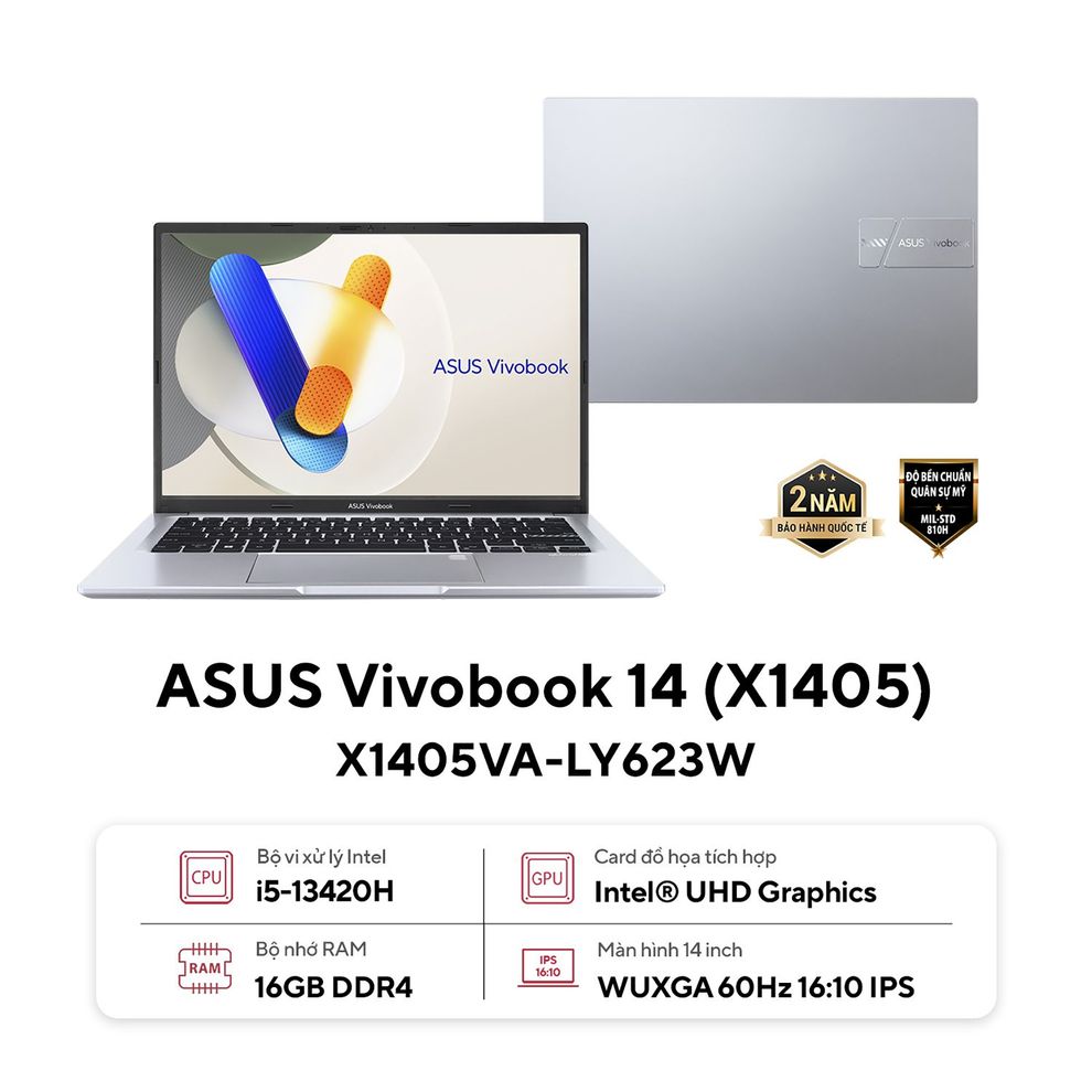 Hình ảnh 1 của ASUS Vivobook 14 X1405VA-LY623W - i5 13420H, 16GB, 512GB, WUXGA