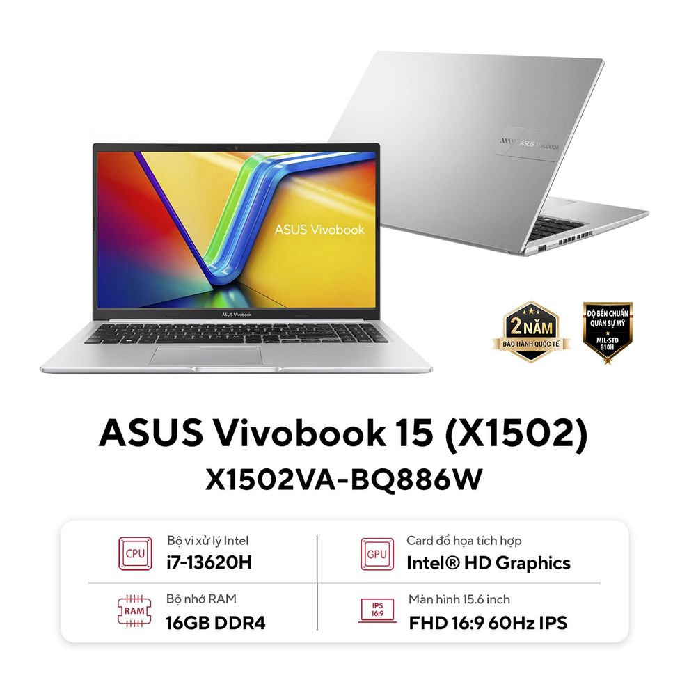 Hình ảnh 1 của Asus Vivobook 15 X1502VA-BQ886W - i7 13620H, 16GB, 512GB, FHD