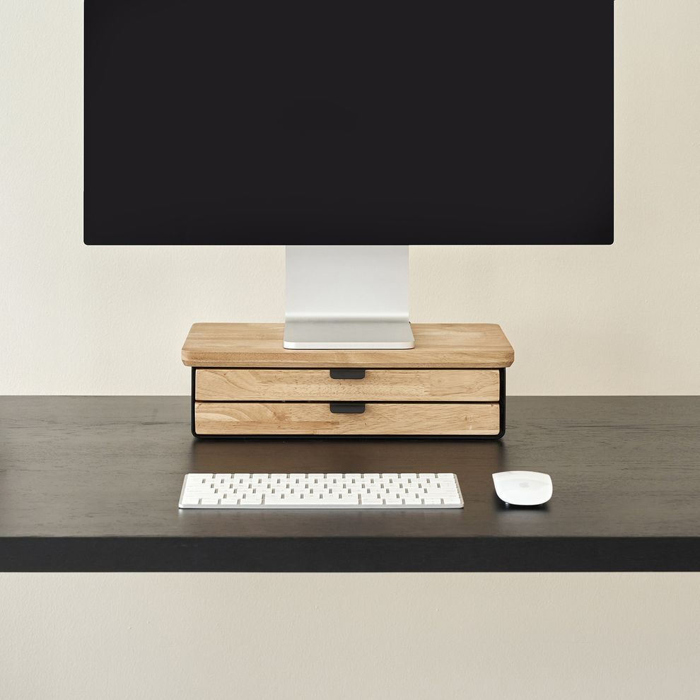 Hình ảnh 1 của Kệ màn hình ngăn kéo Aura - By NiceDesign (Size M-2 ngăn kéo - Black - Natural Rubber - Mới, Full box, Chính hãng)