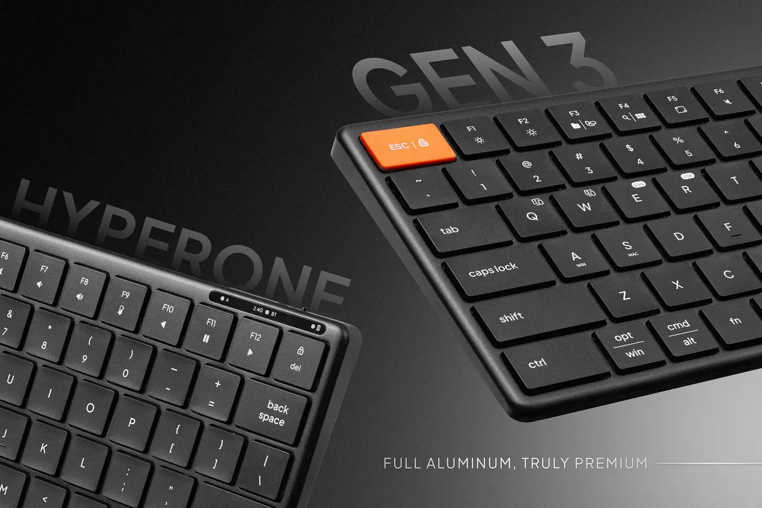 Hình ảnh 8 của Bàn Phím Không Dây HyperWork HyperOne Gen 3 (Gen 3 - Aluminium Black - Mới, Full box, Chính hãng)