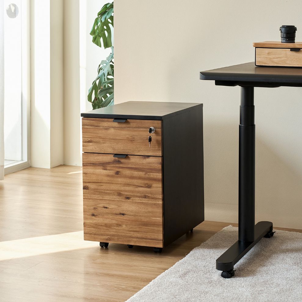 Hình ảnh 2 của Hộc tủ tài liệu 2 ngăn Alexa - By NiceDesign (2 ngăn - Black - Acacia Teaklook - Mới, Sealed, Chính hãng) (NDFC25ALEX01)