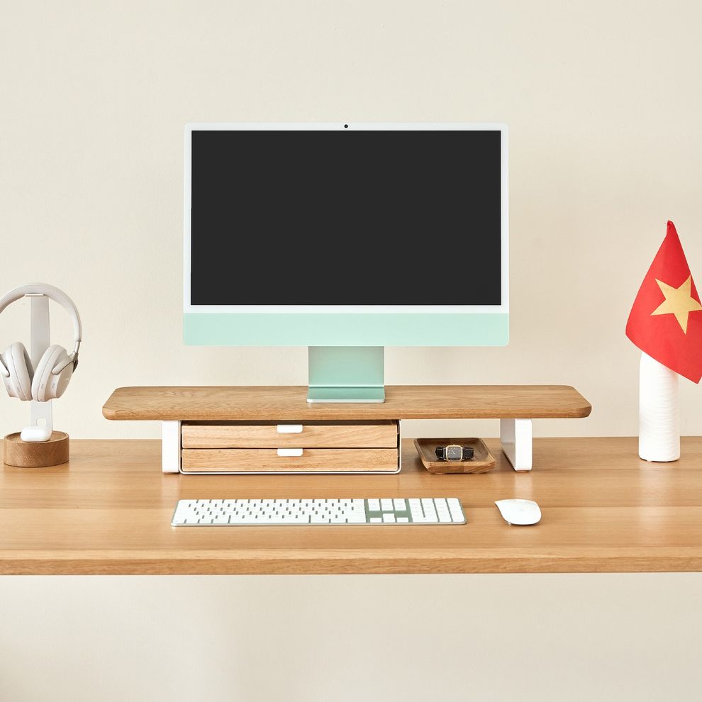 Hình ảnh 4 của Mặt bàn gỗ tự nhiên Noble 2.0 - By NiceDesign (1600x750x30mm - White - Oak - Mới, Full box, Chính hãng) (NDTT25NOBL04)