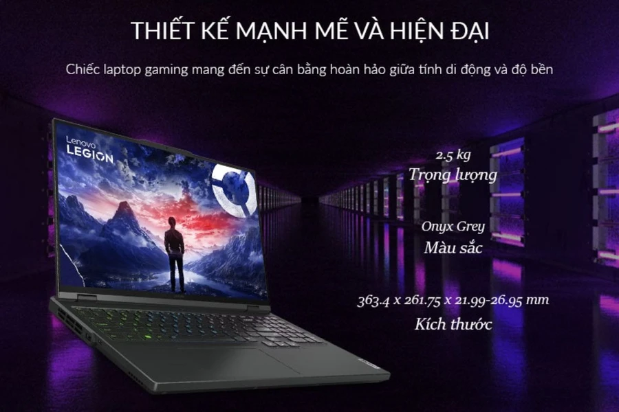 Lenovo Legion Pro 5 16IRX9 83DF0047VN sở hữu ngoại hình mạnh mẽ, đậm chất gaming