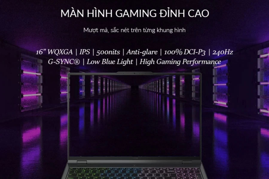 Lenovo Legion Pro 5 16IRX9 83DF0047VN sử dụng màn hình 16 inch với độ phân giải 2K, cho khả năng hiển thị vô cùng sắc nét