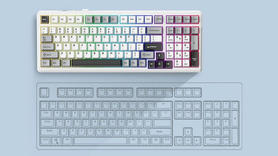 Bàn phím cơ Aula F99 có thiết kế layout 96% cùng dãy đèn LED RGB nổi bật