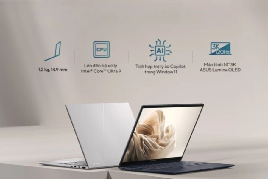 Laptop Asus Zenbook 14 OLED UX3405MA-PP475W cân đẹp mọi tác vụ nhờ sở hữu vi xử lý Intel Core Ultra 9 185H