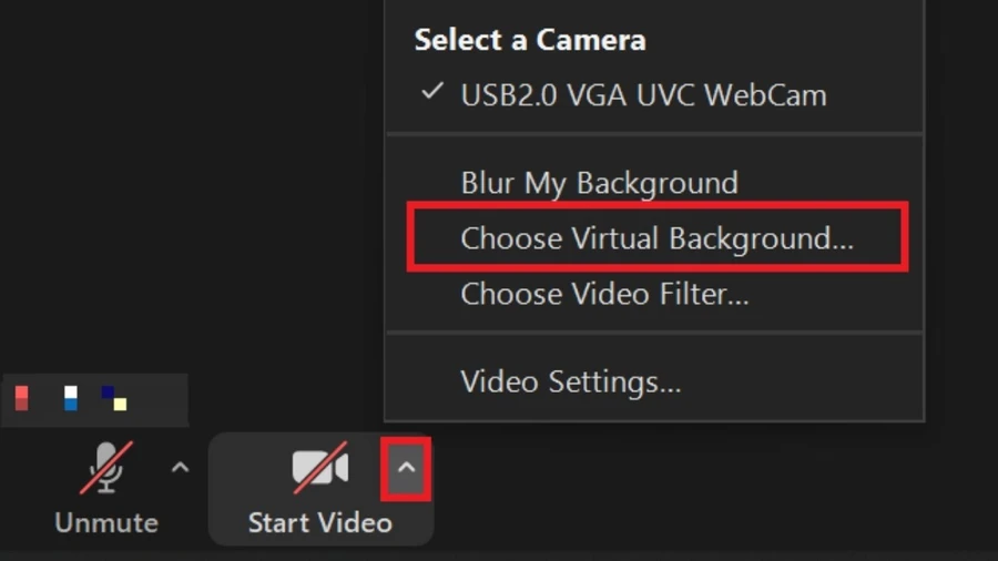 Chọn Choose Virtual Background
