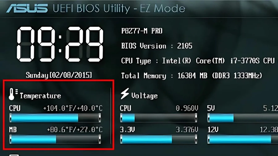 Tìm giá trị CPU Temperature