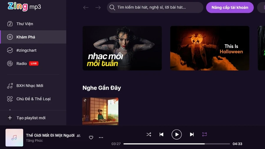 Truy cập vào Zing MP3