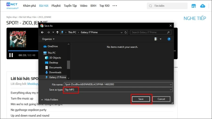Chọn thư mục lưu trữ trên USB