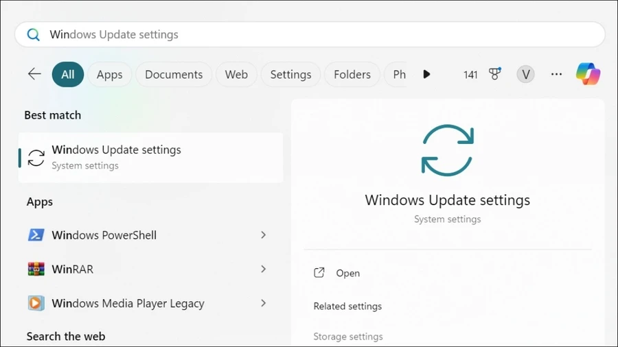 Vào Windows Update Settings