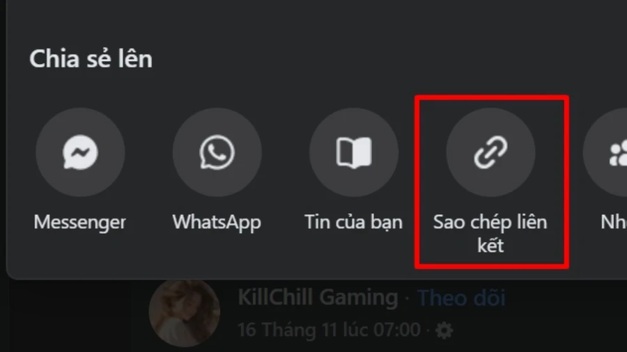 Chọn Sao chép địa chỉ liên kết