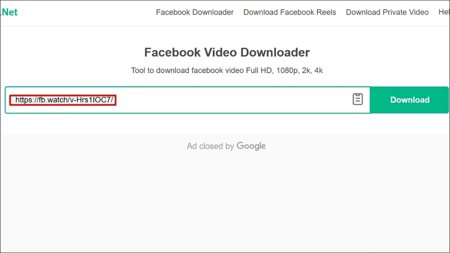 Dán URL vào ô trống