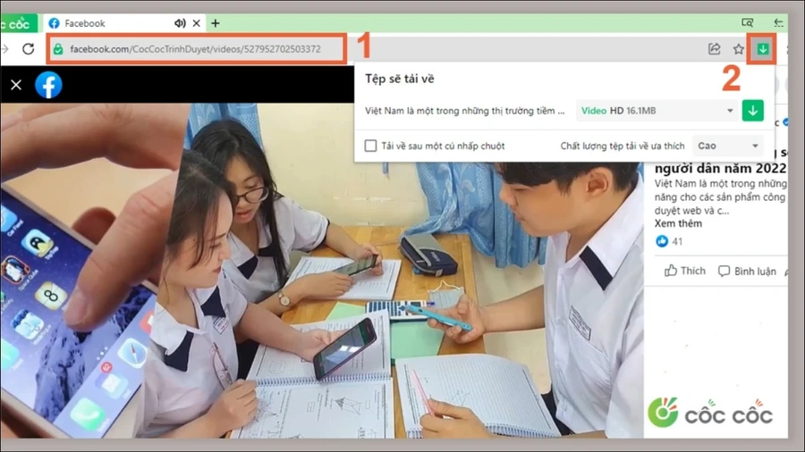  Click nút Tải về màu xanh ở cuối thanh địa chỉ