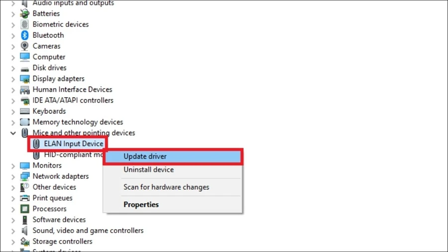 Chọn Update driver