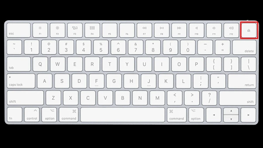 Tìm và nhấn chọn phím Eject trên bàn phím
