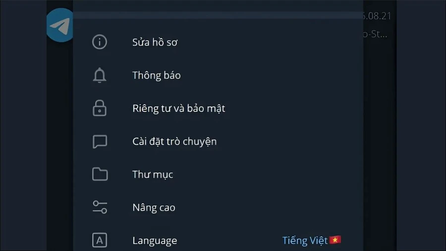 Telegram của bạn đã được thay đổi sang tiếng Việt