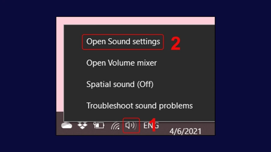 Nhấp chuột phải vào biểu tượng loa trên thanh Taskbar 