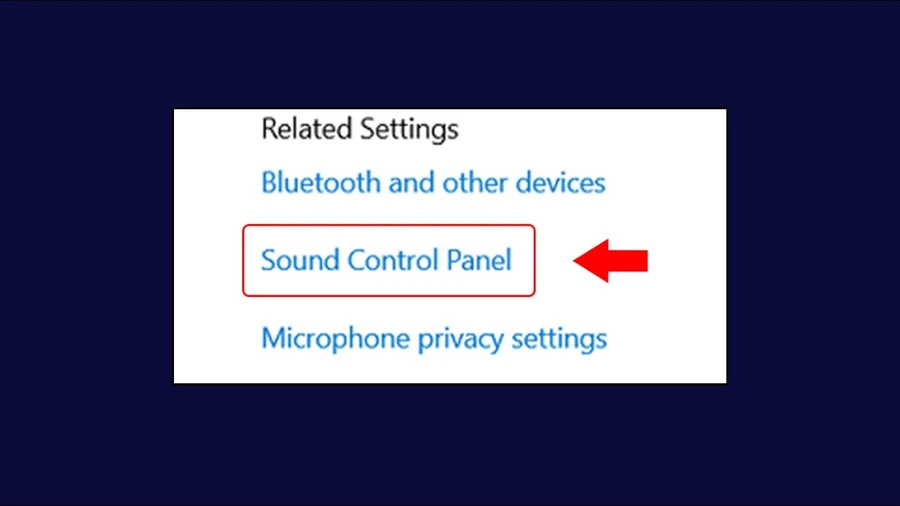 Chọn Sound Control Panel