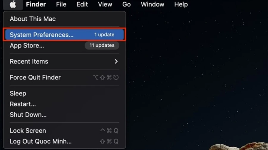 Trên MacOS, vào System Preferences