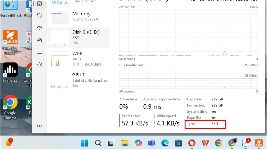 Tên ổ cứng sẽ được hiển thị là SSD hoặc HDD