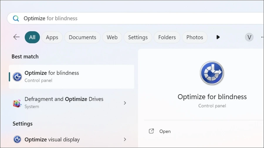  Tìm kiếm Optimize trong thanh tìm kiếm 