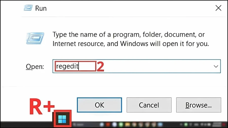 Nhập regedit và nhấn Enter