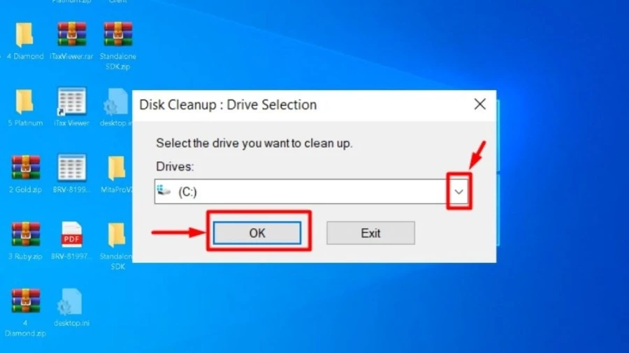 Chọn ổ đĩa để dọn rác