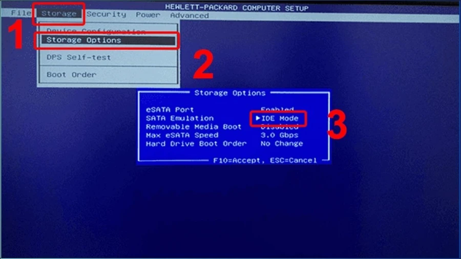 Vào BIOS/UEFI và kiểm tra xem AHCI Mode  bật tính năng này để hỗ trợ tốc độ tối đa của SSD