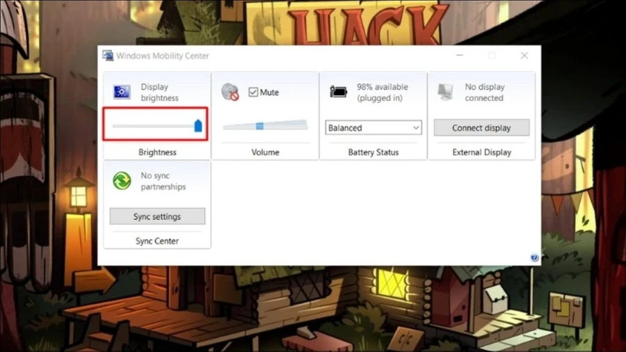 Điều chỉnh thanh Display brightness