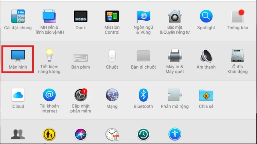 Tìm và chọn Màn hình