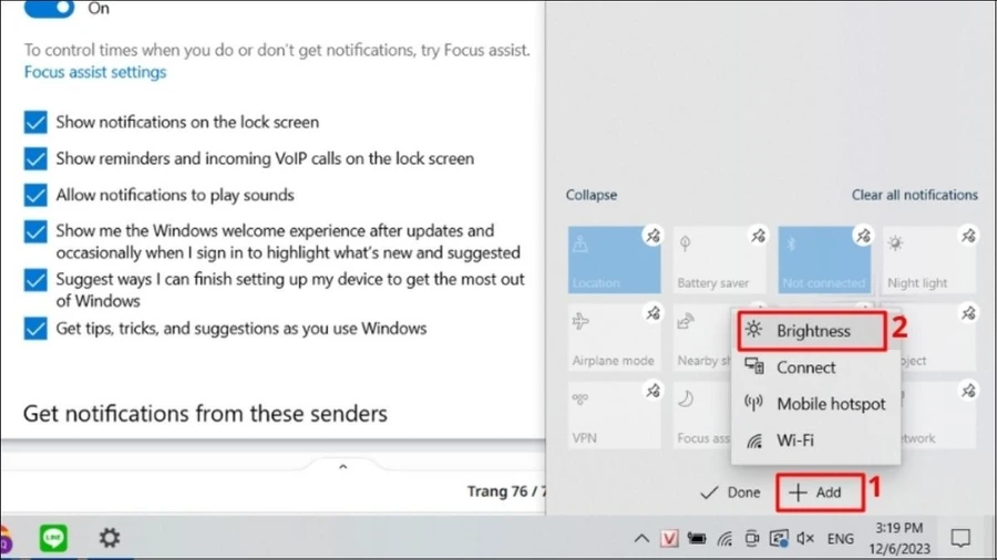 Chọn Add > Brightness