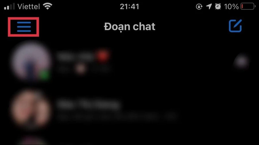 Chọn biểu tượng ba dấu gạch ngang nằm ở góc trên cùng bên trái màn hình