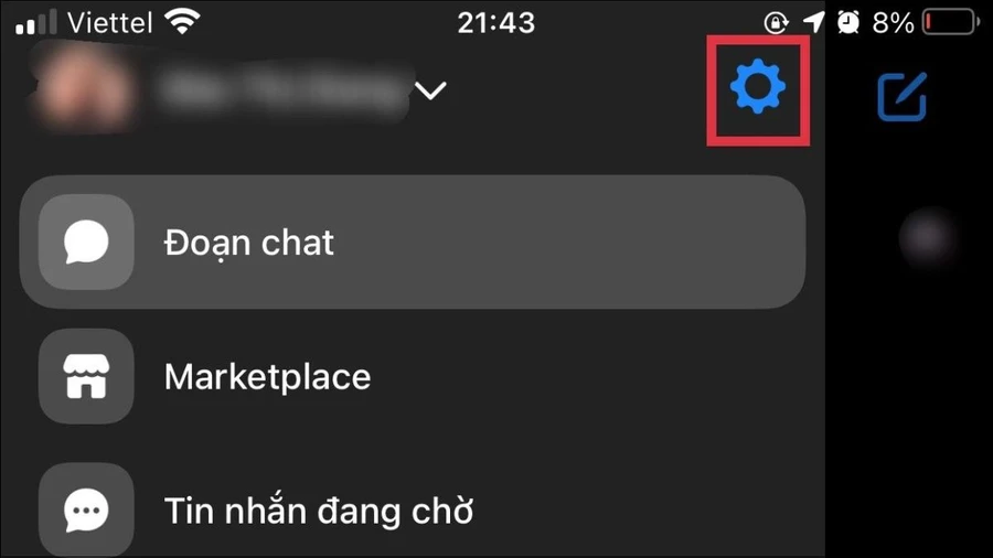 Tìm và nhấn vào biểu tượng bánh răng cưa (Cài đặt)