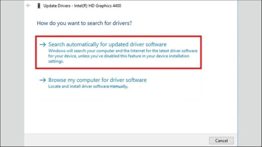 Chọn Search automatically for drivers