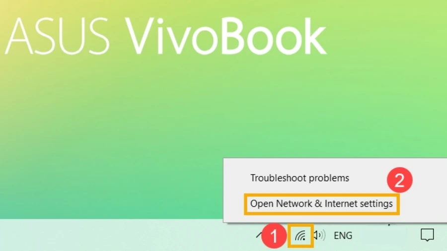 Chọn Open Network & Internet settings
