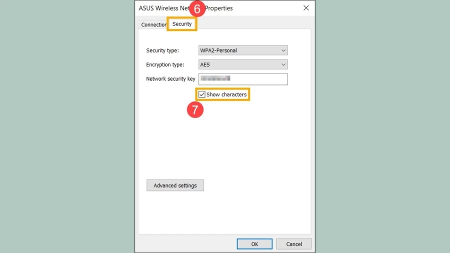 Mật khẩu WiFi sẽ hiển thị trong mục Network security key