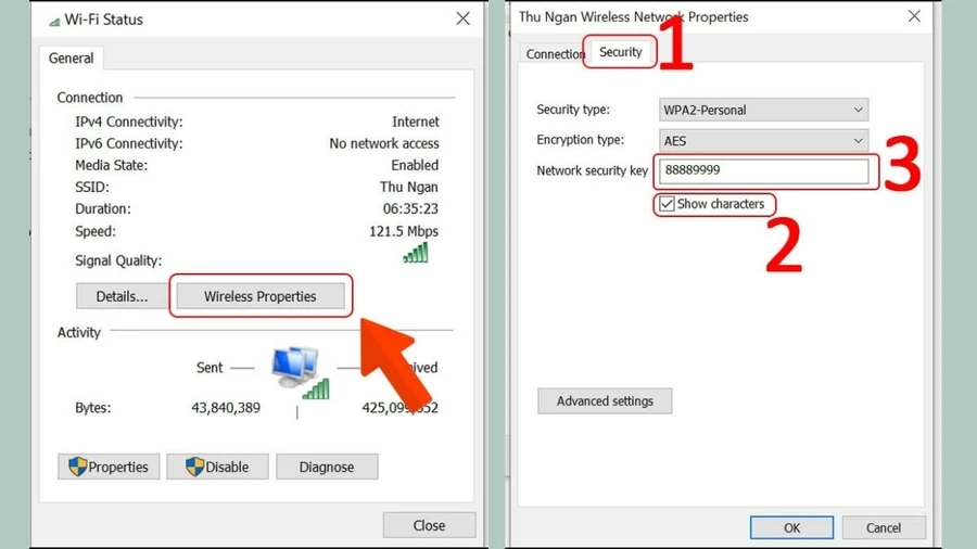 Chuyển sang tab Security và tích vào ô Show characters