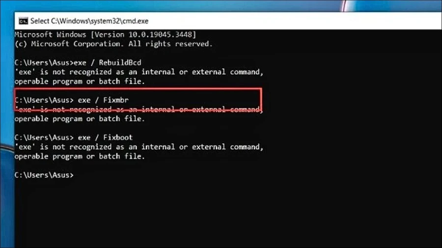 Sửa lỗi bằng Command Prompt