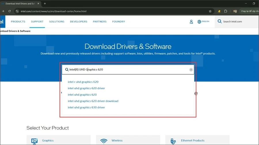 Tìm kiếm driver phù hợp với model card đồ họa và hệ điều hành bạn đang sử dụng. Lưu ý chọn đúng phiên bản driver cho hệ điều hành (Windows 10 32-bit/64-bit, Windows 11,...).