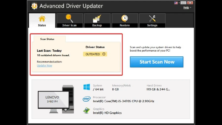Để cài đặt trình điều khiển drive đồ họa trở lại, bạn phải cài đặt phần mềm Advanced Driver Updater nhằm hỗ trợ việc tải xuống.